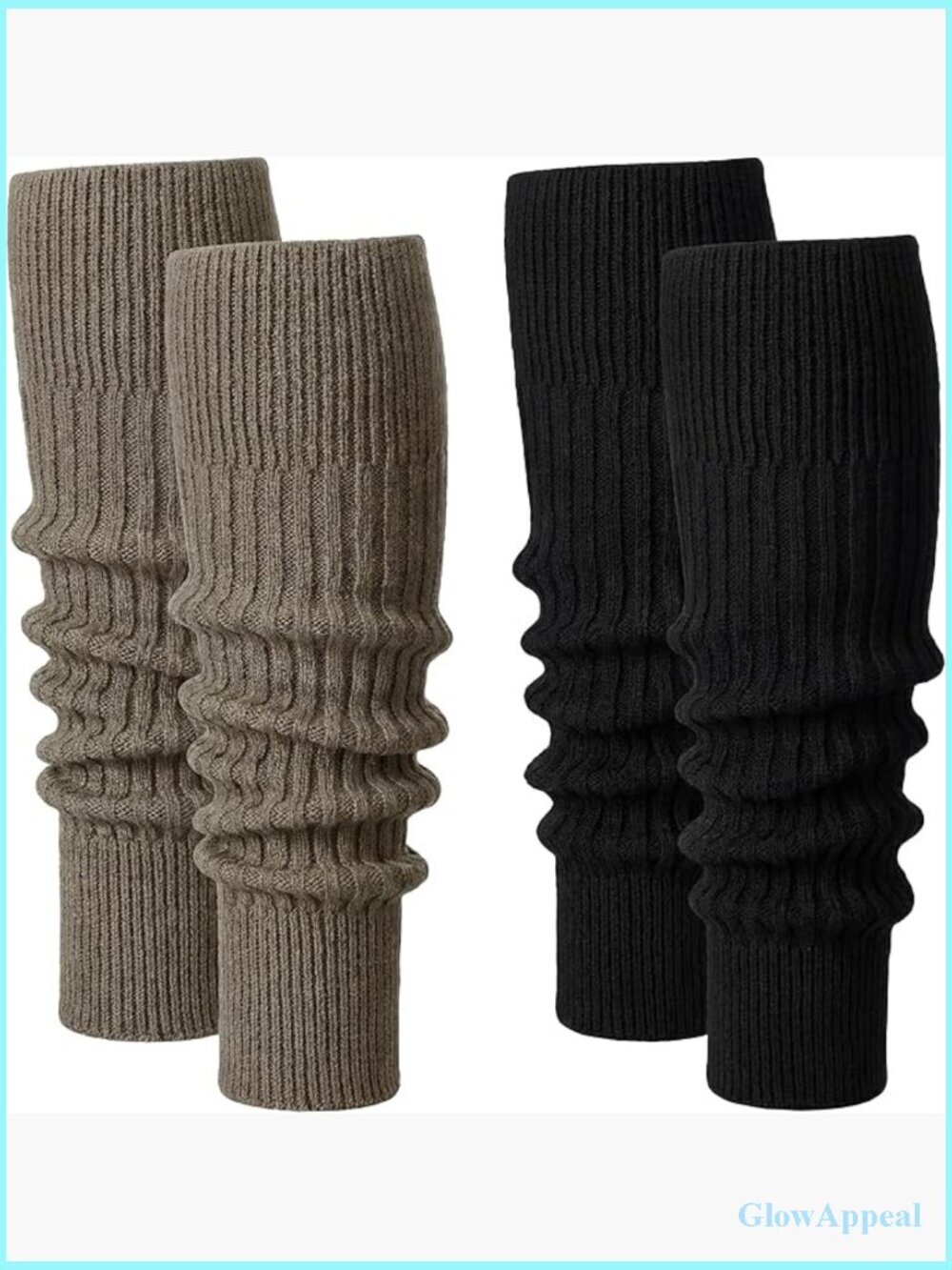 2 Pairs Wool Leg Warmers Soft Ribbed Slouchy Long Knit for Winter Boots Dance
